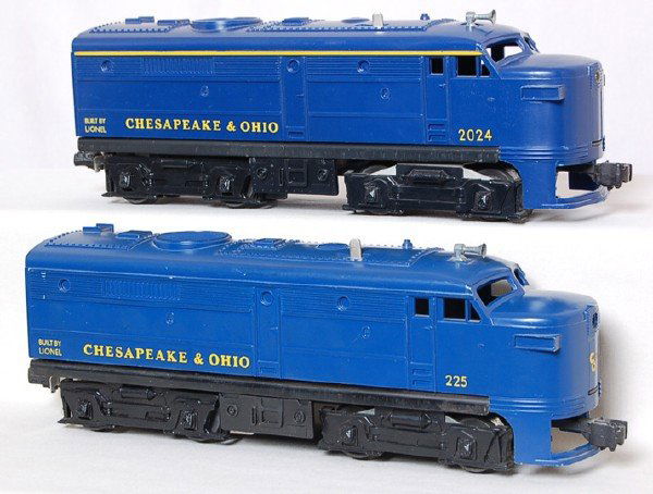 Lionel 2024 and 225 Chesapeake and Ohio Alco: Lionel 2024 and 225 Chesapeake and Ohio Alco units, good pilots, C7-8.