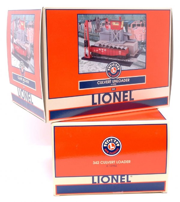 Lionel 12982 Culvert and 12983 MINT Boxed: Lionel 12982 Culvert 342 Loader and 12983 Culvert 345 Unloader in brand new in OBs, C10.