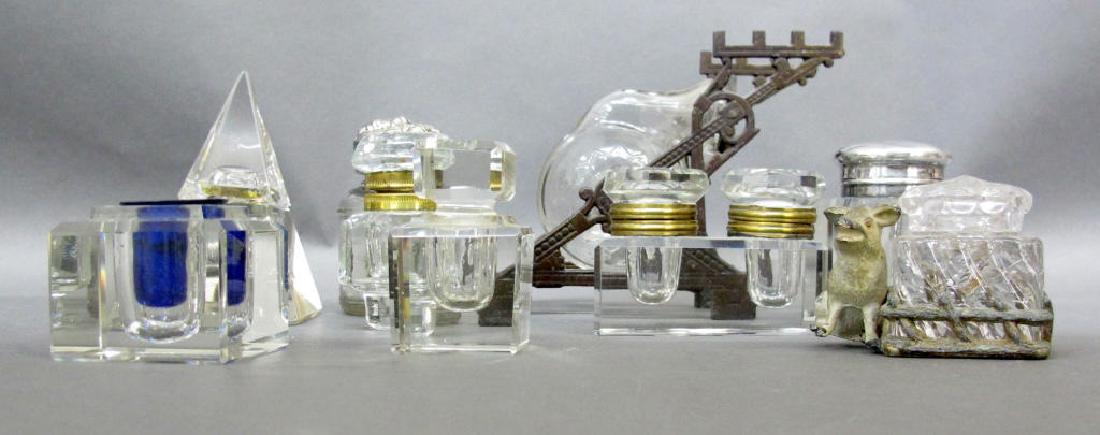 Group of Antique Glass Inkwells (1 of 4)