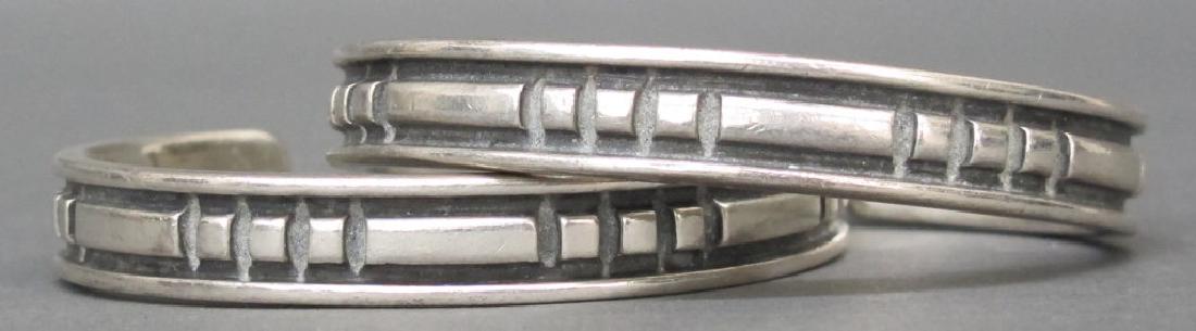 Signed Kenny Begay Pair Navajo Sterling Cuff Brace (1 of 4)