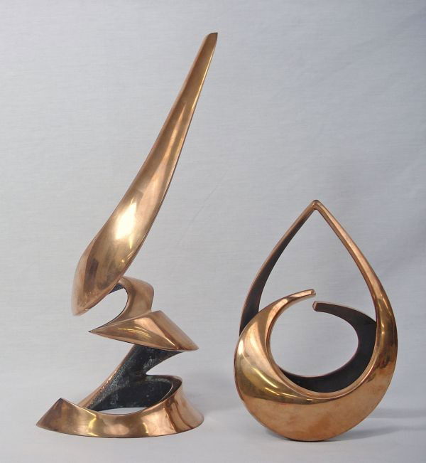 2 Hand-Crafted Bronzes by Bob/Tom Bennett: 2 Hand-Crafted Bronzes by Bob/Tom Bennett, unsigned, includes all original paperwork and certifications, one is H. 15" W. 7" at base, other is "Forever", H. 8.75" W. 6"