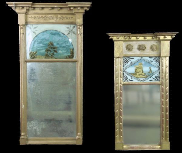 (2) Reverse Painted Mirrors: (2) Reverse Painted Mirrors, 19" x 32.5" overall, 16" x 27" overall