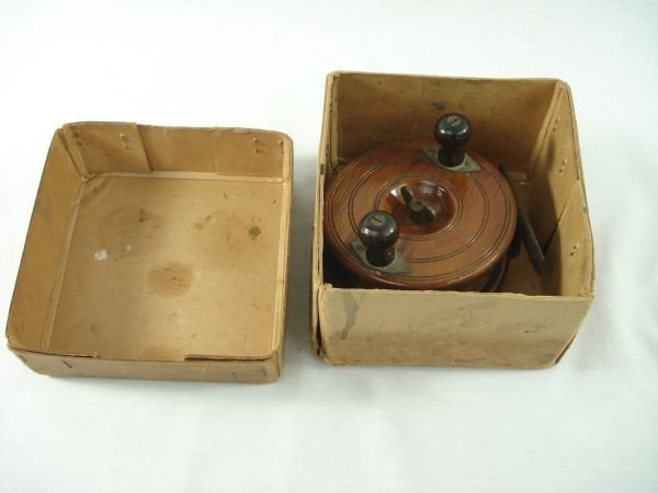 Fishing Reel: Vintage Wooden Fishing Reel, Hardy Bros. Ltd in original box