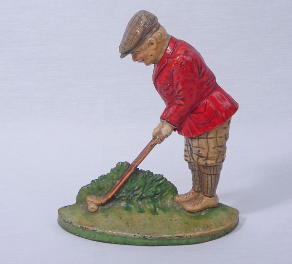 Cast Iron Golfer Doorstop: Cast Iron Golfer Doorstop, 7.25" x 8.5" Numbered "34", appears to be Hubley
