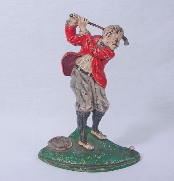 Hubley Cast Iron Golfer Doorstop: Hubley Cast Iron Golfer Doorstop, 7.5" x 10.25", Hubley sticker on back; Numbered "238"