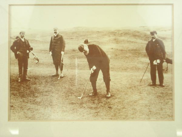 Golf Photo of Tom Morris: Photograph of Tom Morris on the green, photo is 4"x6", matted and framed