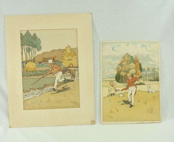 Golf Prints: 2 Golf Prints by Harry Eliott Image size 13"x9" signed