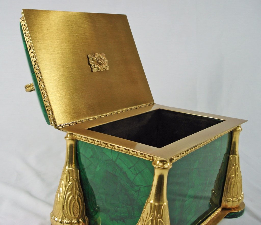 Malachite Document Box with Ormolu - 3