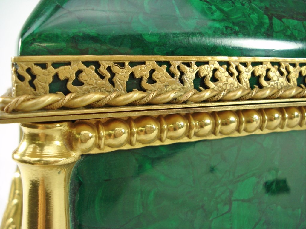 Malachite Document Box with Ormolu - 4