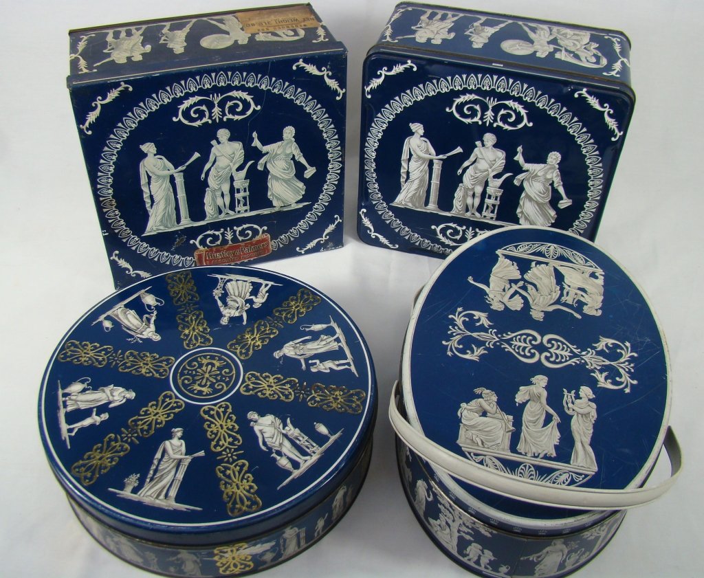 4 Huntley and Palmers England Biscuit Tins: 4 Huntley and Palmers England Biscuit Tins, Grecian Gods