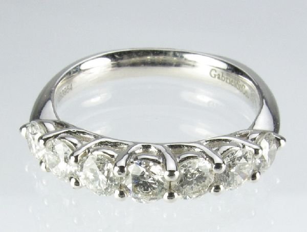 1 Ct. Diamond Anniversary Ring by Gabriel & Co.: Lady's 14K White Gold Diamond Anniversary Ring, full cut diamonds total approx. 1.15 cts., SI-1 clarity, I color, 2.34 dwt