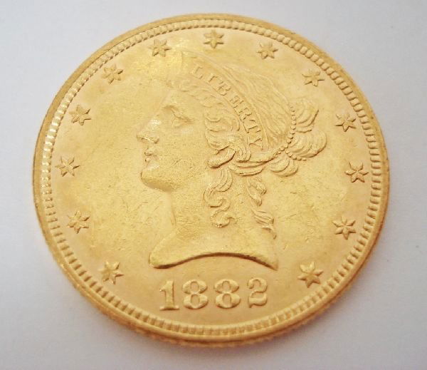 1882 Liberty Head U.S. Gold $10 Coin: 1882 Liberty Head U.S. Gold Ten Dollar Coin