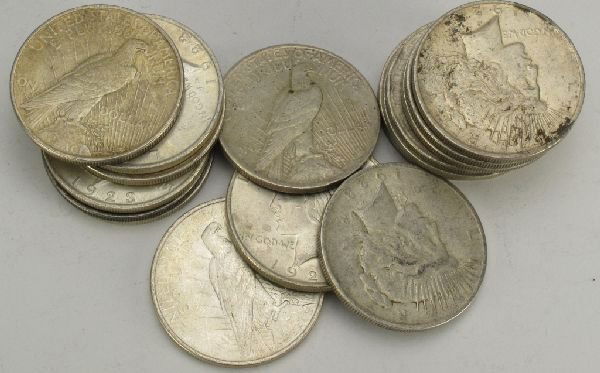 17 Peace Silver $1 Dollars: 17 Peace Silver $1 Dollars, mixed dates