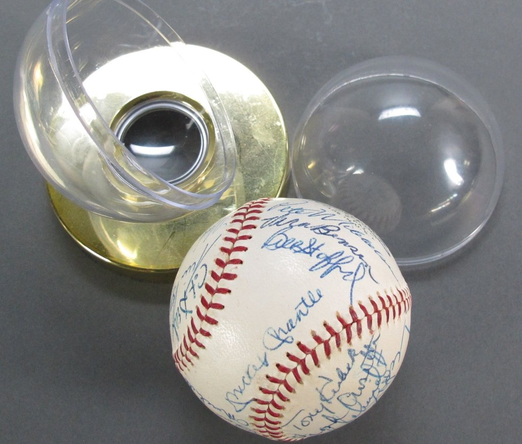 1965 New York Yankees Autographed Team Ball: 1965 New York Yankees Autographed Team Ball, Mickey Mantle, Tony Kubek, Doc Edwards, Pete Mikkelsen, Bill Stafford, Bob Schmidt, Art Lopez, Clete Boyer, Hal Reniff, Whitey Ford, Pedro Gonzalez, Tim Tr