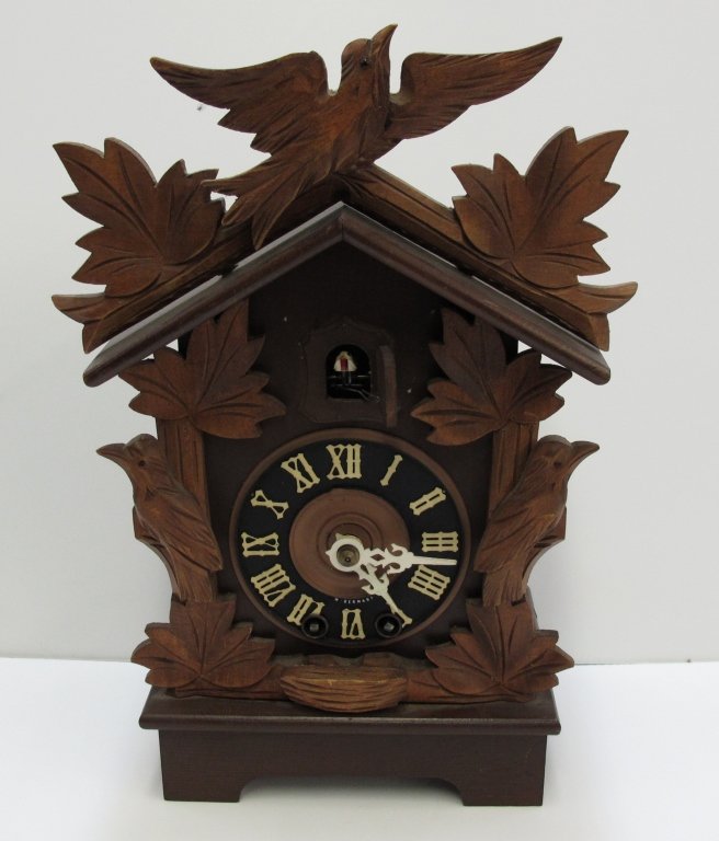 Shelf Cuckoo Clock West Germany: Shelf Cuckoo Clock West Germany, running, chiming but no pendulum