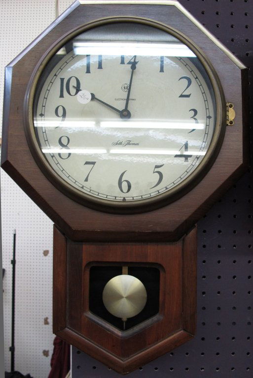 Schoolhouse Clock Electronic-strike by Seth Thomas: Schoolhouse Clock Electronic-strike by Seth Thomas, running, chiming