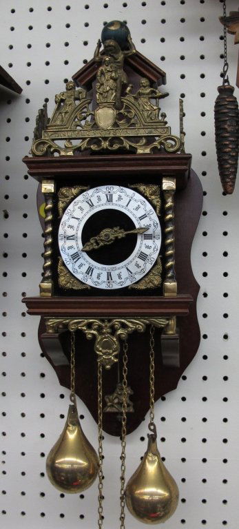Dutch 2-Weight 8-Day Zaanse Clock: Dutch 2-Weight 8- Day Zaanse Clock with original paperwork, running, chiming, H. 19-1/2"