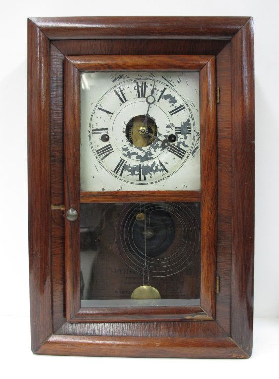 Shelf Clock by Seth Thomas 30 Hour: Shelf Clock by Seth Thomas 30 Hour, no chimes, running, H. 16-1/2", W. 10-7/8", D. 3-3/4", Dial 5-1/4"