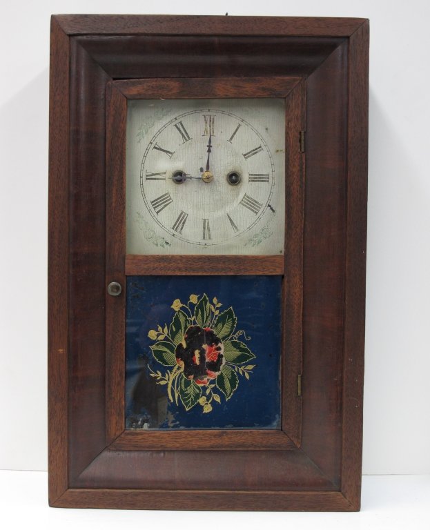 Miniature Weighted Clock by the Terry Clock Co: Miniature Weighted Clock by the Terry Clock Co, chimes and winds but will not run, H. 18-1/4", W. 11-1/2", D. 4-1/8", Dial 5"