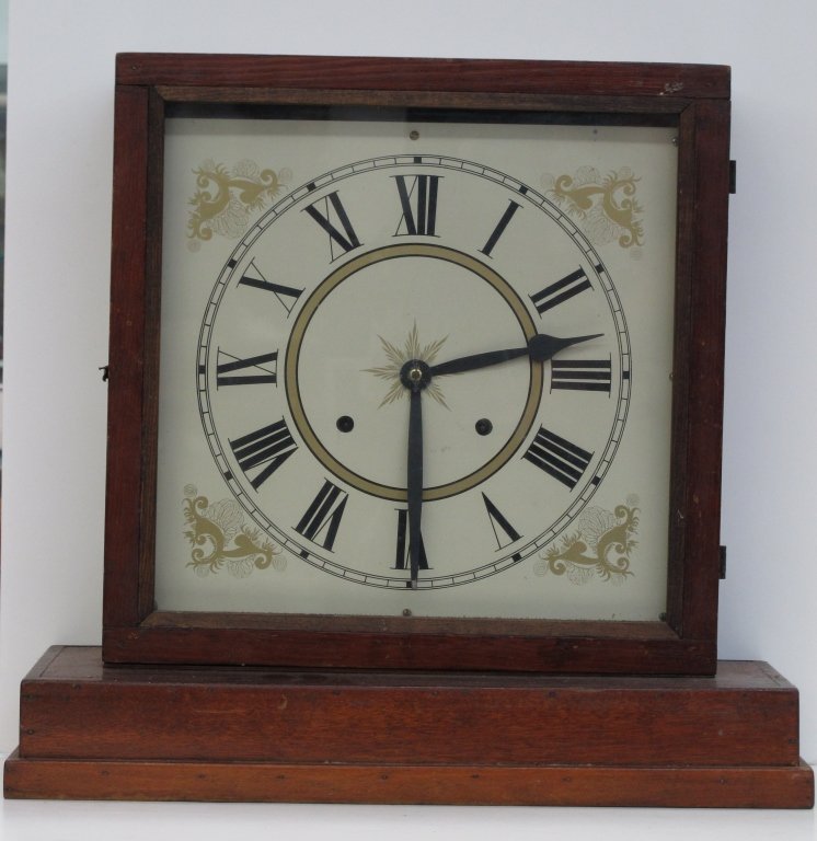 Shelf Clock by Ansonia: Shelf Clock by Ansonia 8-day, running, chiming, H. 16-3/4", W. 18", D. 6", Dial 10";