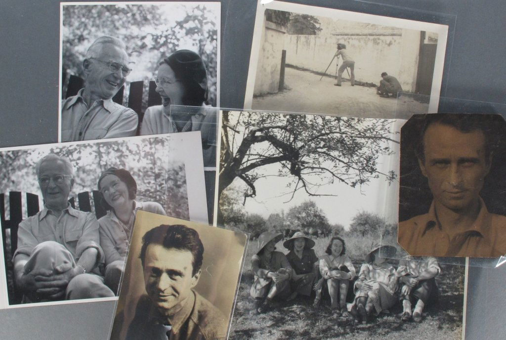 6 Photographs of Edward Steichen: 6 Photos of Edward Steichen: 4 Photographs with him and others, one of these is Steichen at a camera on a tripod; 2 Photographs are small portraits of Steichen, one of these has damage and is marked o