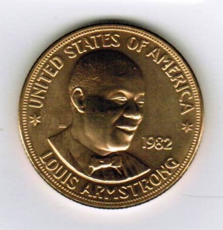 One 1982 American Arts Commemorative 1 oz Gold: One 1982 American Arts Commemorative 1 oz Gold Coin, Louis Armstrong Commemorative