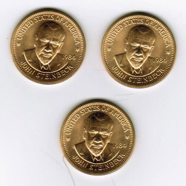 3- John Steinbeck 1984 American Arts Commemorative: Three John Steinbeck 1984 American Arts Commemorative 1/2 oz Gold Coin