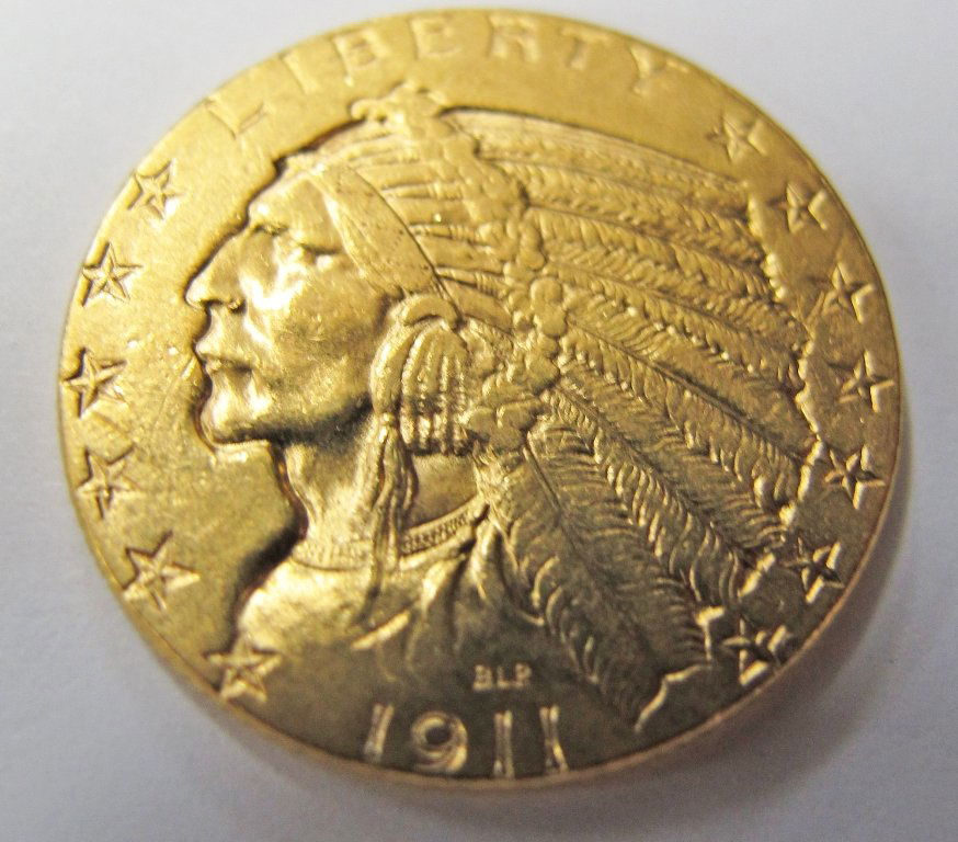 1911 US Indian Head 5 Five Dollar Gold Coin BLP