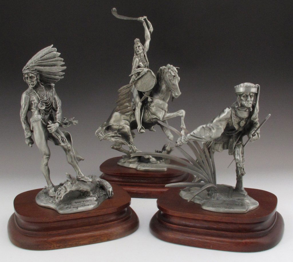 3 Chilmark Pewter Am.Indian Figures Michael Boyett