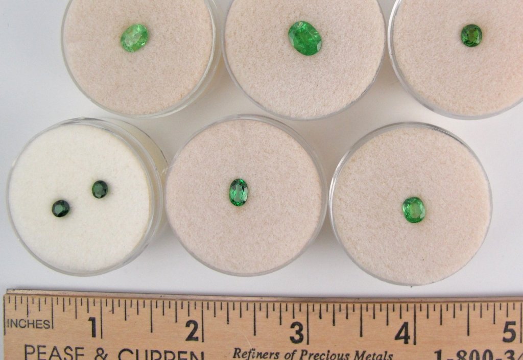 Lot of Faceted Tsavorite Gemstones: Lot of Faceted Tsavorite Gemstones totaling 4.54 cts., one marked from Tanzania