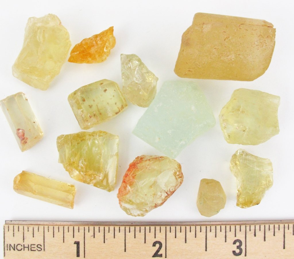 Lot of Rough Uncut Yellow/Golden Beryl: Lot of Rough Uncut Yellow/Golden Beryl 311 cts., 13 pieces
