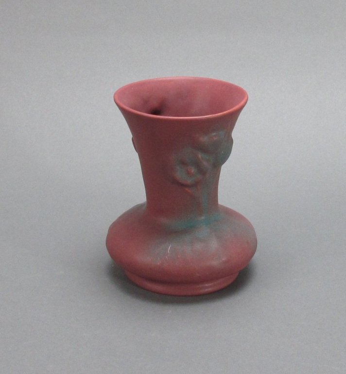 1930's Van Briggle Mulberry and Blue Vase: 1930's Van Briggle Mulberry and Blue Vase, hand inscribed logo, name, "Colo Spgs"; crazing over all with no chips, cracks or repairs