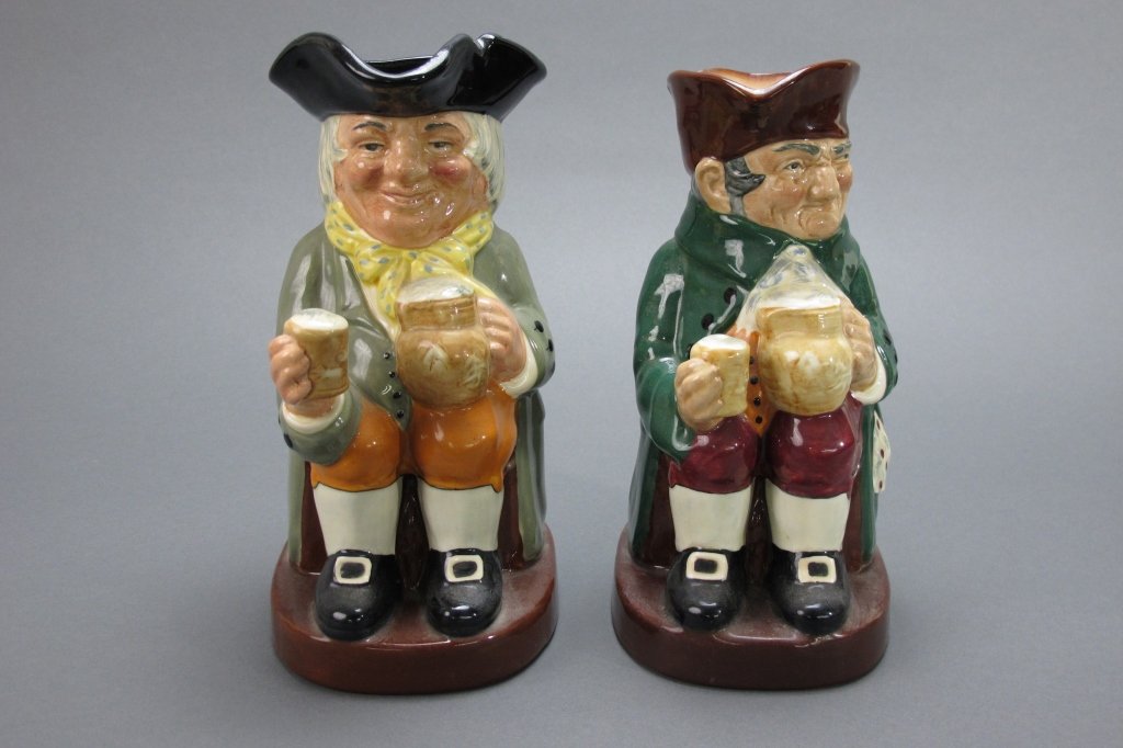 2 Royal Doulton Character Mugs/Toby Jugs: 2 Royal Doulton Character Mugs/Toby Jugs: Happy John, 8321, H. 8-3/4"; Old Charlie, H. 8-1/2"