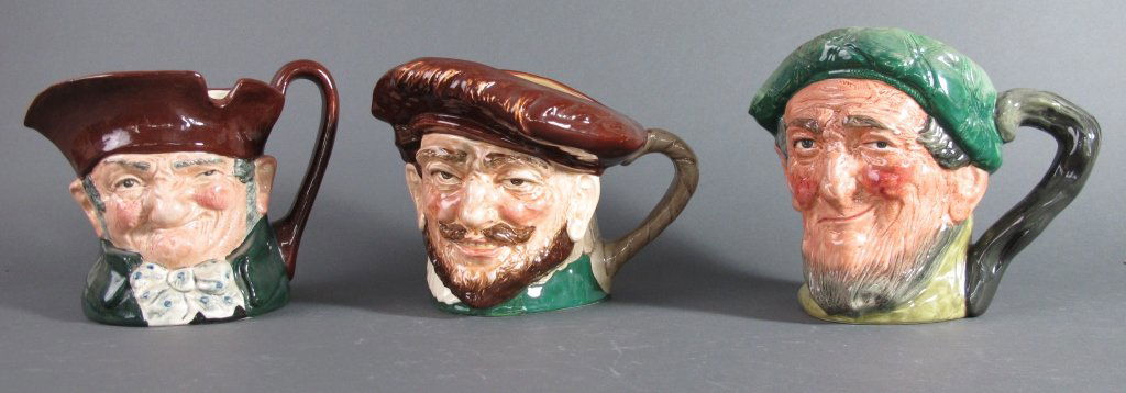 3 Royal Doulton Character Mugs/Toby Jugs: 3 Royal Doulton Character Mugs/Toby Jugs: Drake, H.5"; Auld Mac, D.5823, H.6"; Old Charley, D5420, H.6"