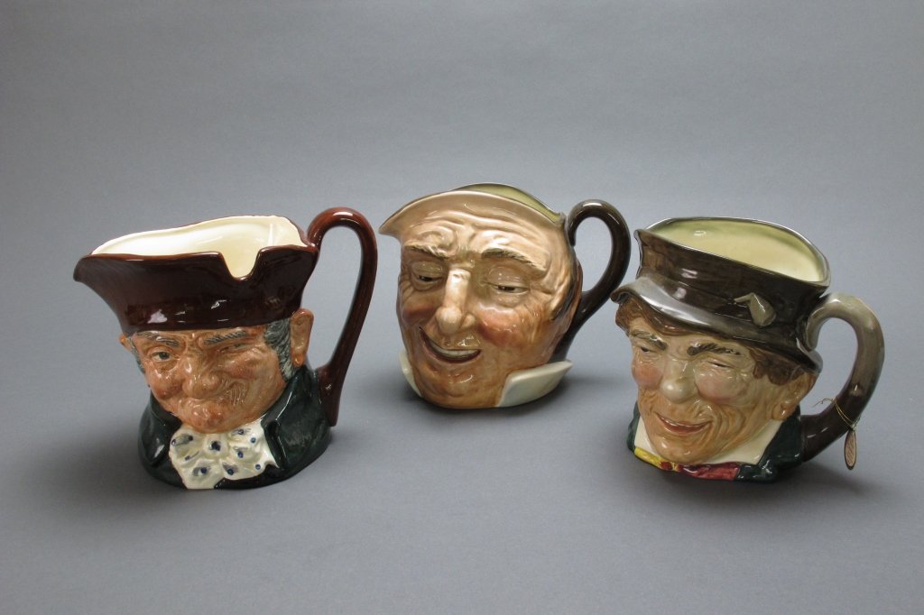 3 Royal Doulton Character Mugs/Toby Jugs: 3 Royal Doulton Character Mugs/Toby Jugs: Farmer John, H. 6-1/2"; Old Charley, D.5420, H.5-1/4"; Paddy, H. 5"