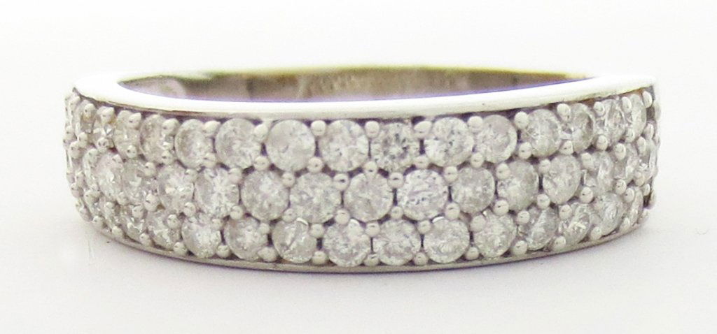 14K White Gold 1 Ct. Diamond Anniversary Ring: Lady's White 14 Karat Diamond Anniversary Ring With 1.00Tw Round Brilliant Cut Diamonds, size 9-1/2, 4.63g