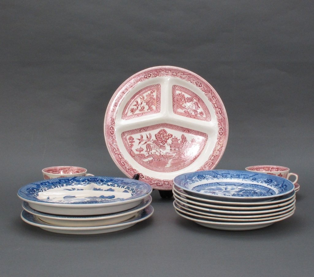 Assorted Transferware Including Tiffany Plate: Assorted Transferware: (1) Tiffany & Co., New York, Copeland China, "Blue Willow " Plate Dia. 9-7/8", (small chip visable only from underside) Rorstrand (7) 9" Plates, (2) Soup Bowls ; Allerton's (3)