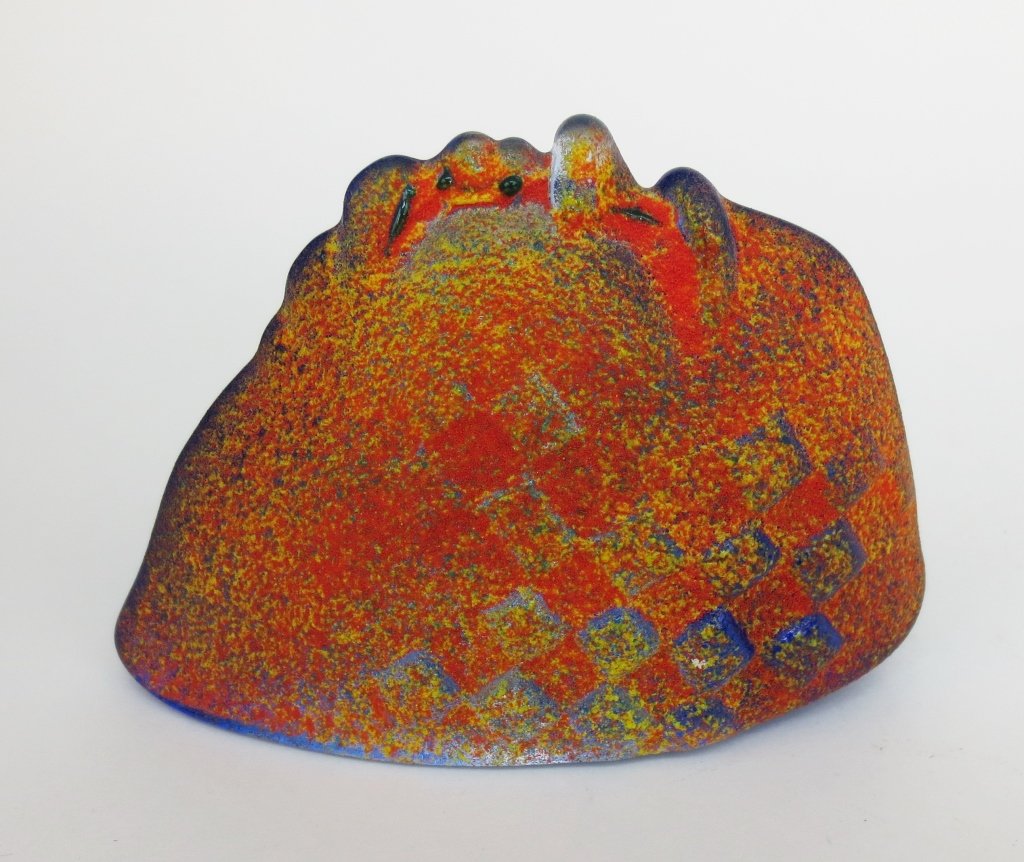 Kosta Boda Glass Wall Sculpture: Kosta Boda Glass Wall Sculpture, Kjell Engman , Art Glass, 2 Sided Face Sculpture, Signed 005993 KOSTA BODA, K. ENGMAN - 2 sided piece hot and cold.