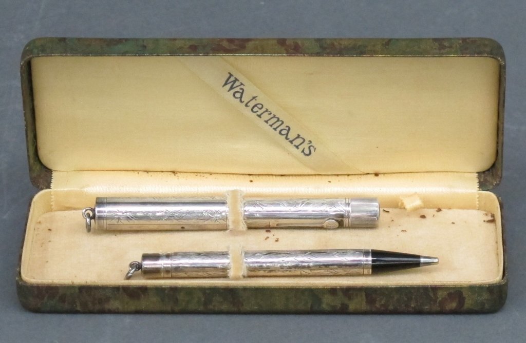 Waterman's Sterling Pen and Pencil Set: Waterman's Sterling Pen and Pencil Set with case, 452 1/2 V