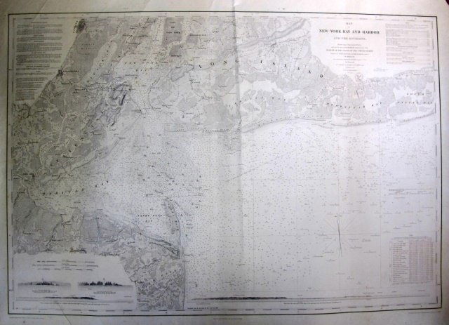 1845 U.S. Coastal Survey Print NY Bay and Harbor (1 of 2)
