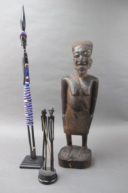 3 African Carved Wood Figures (1 of 4)