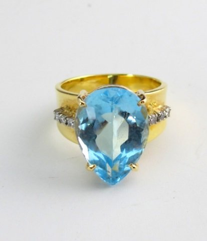 14K Diamond and Blue Topaz Ring (1 of 2)