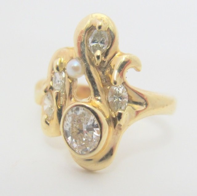 14K Gold Freeform Style Diamond Ring 1/2 cttw. (1 of 3)