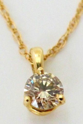 14K Diamond Solitaire Necklace (1 of 2)