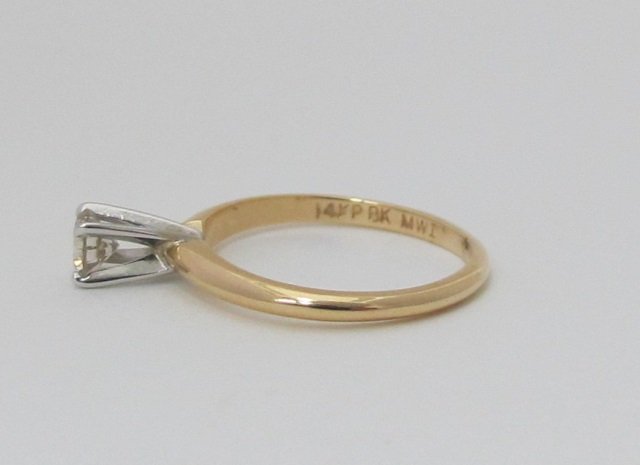 Two-Tone 14K Solitaire Diamond Ring (1 of 2)