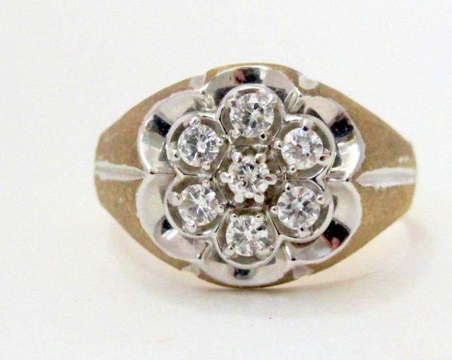 Gent's 14K Two Tone Diamond Cluster Ring (1 of 4)