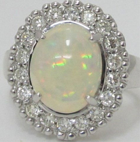 14K White Gold Opal and Diamond Ring (1 of 4)