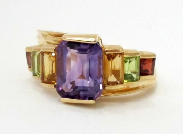 14K Bypass Ring with Assorted Gemstones (1 of 4)