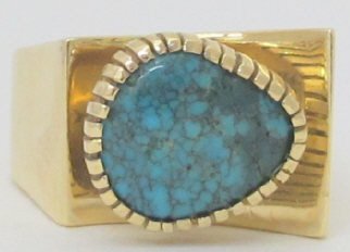 14K Turquoise Ring Hand Constructed (1 of 4)