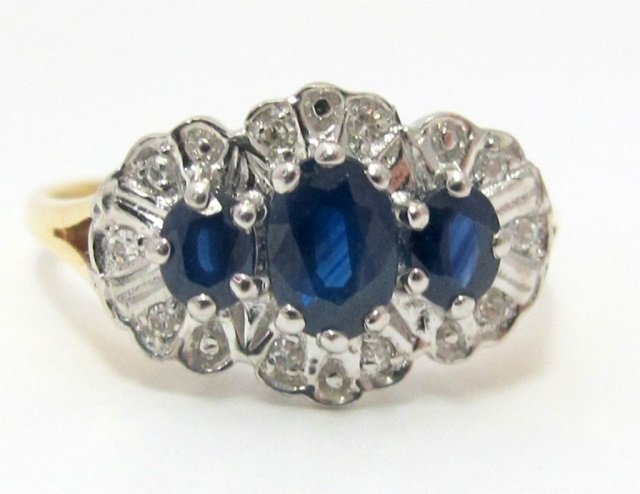 14K Two-Tone Sapphire and Diamond Ring (1 of 4)